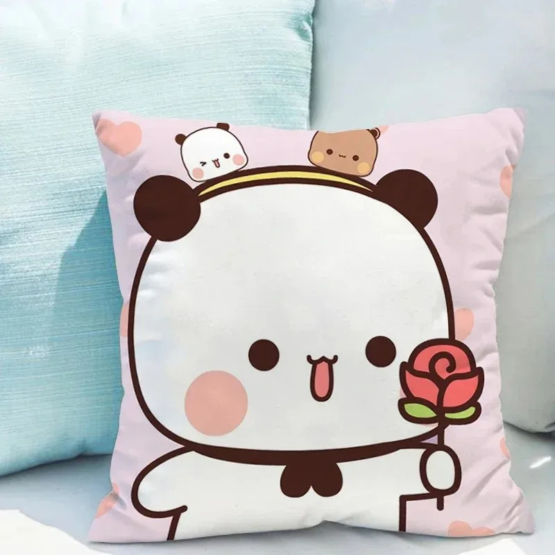 Bubu Dudu-Juste de coussin de dessin animé mignon pour la décoration de la maison, housse de canapé de salon, ours, cadeau pour enfants, 45x45cm