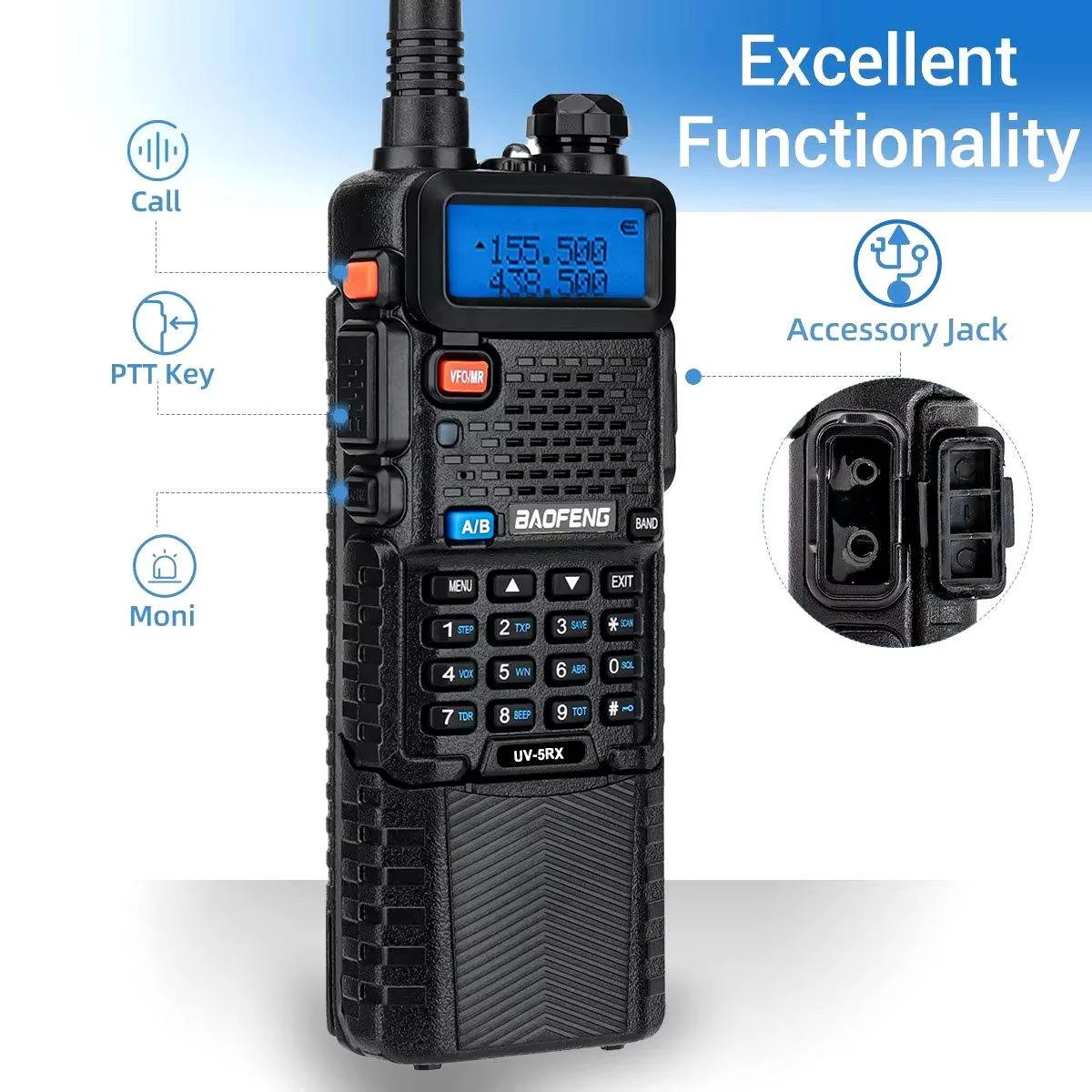 1 PC Baofeng M-5R WAKI TOKI M-5R Multibanda Rádio 1800mAh Carregamento Sem Fio VHF Rádio Marinho 10W Potência de Saída 5km Ran