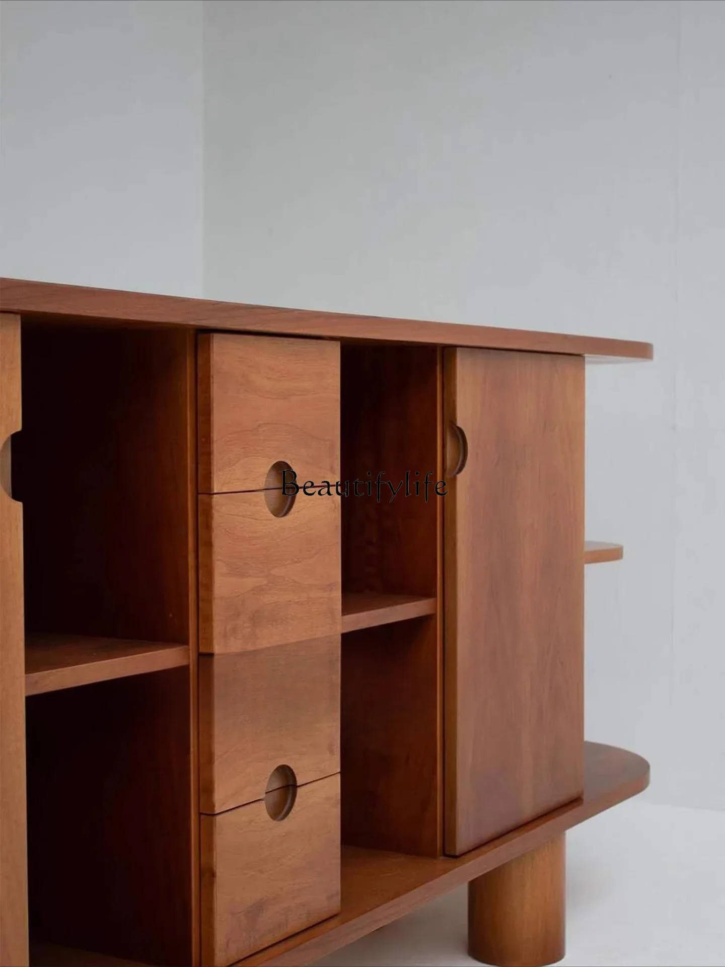 ls42Medieval solid wood dining side cabinet French retro living room wall decorative storage cabinet