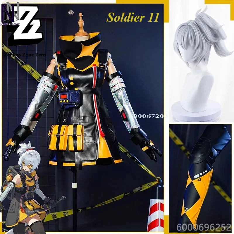 

Zenless Zone Zero Game Soldier 11 Cosplay Costume Wig OBOLS Squad Uniform Stockings Leather Dress Glasses Gloves Bag Accessories