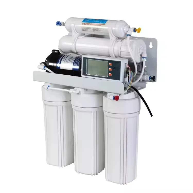 50GPD LCD Pump RO Water Filter 5 Stage Self-Clean Sink Mount Home Hotel Water Purification System