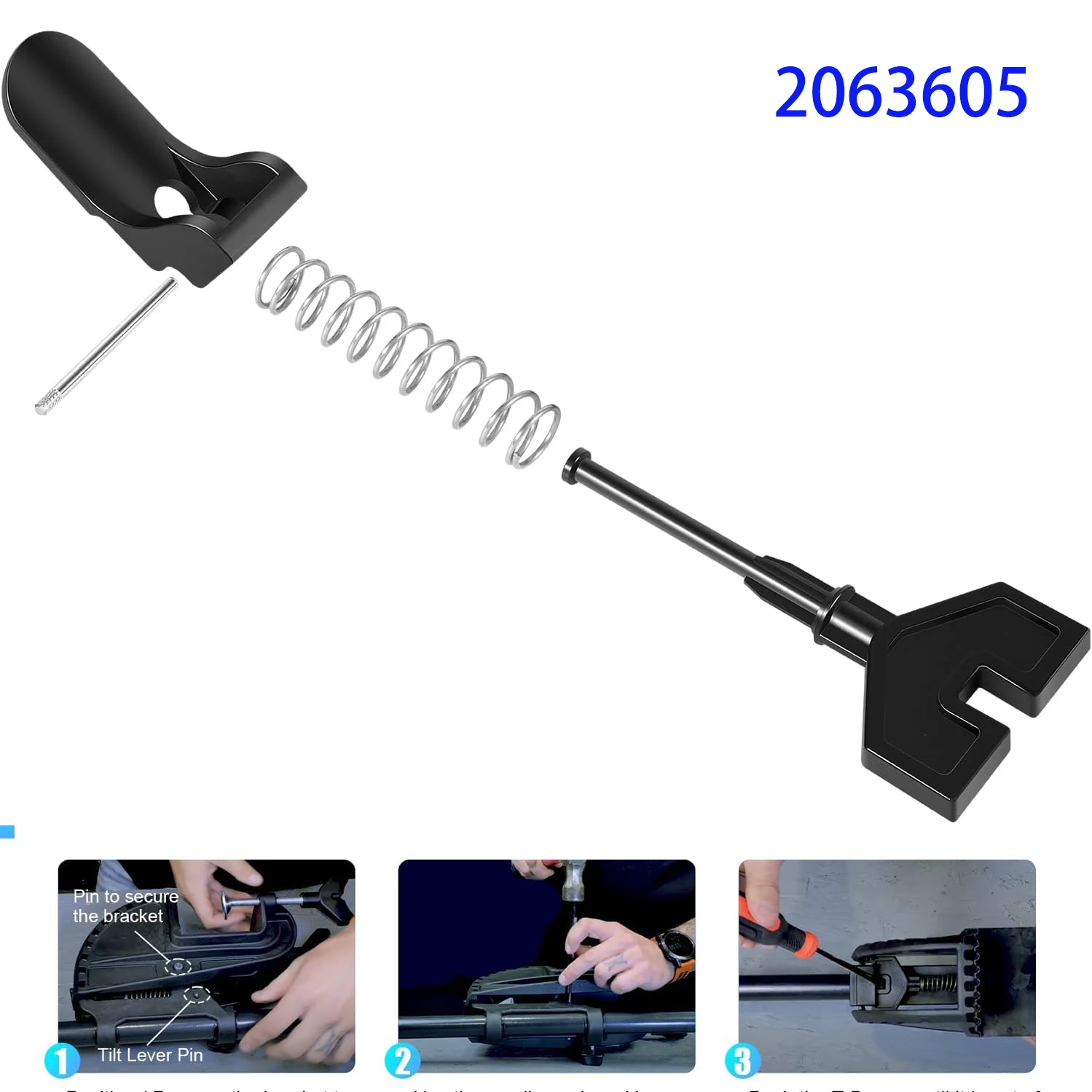 2063605 T-Bar Tilt Lever 2060515 Pin 2062706 Spring Kit for Minn Kota Trolling Motor from 1998 to Present with 55 Pounds or Less
