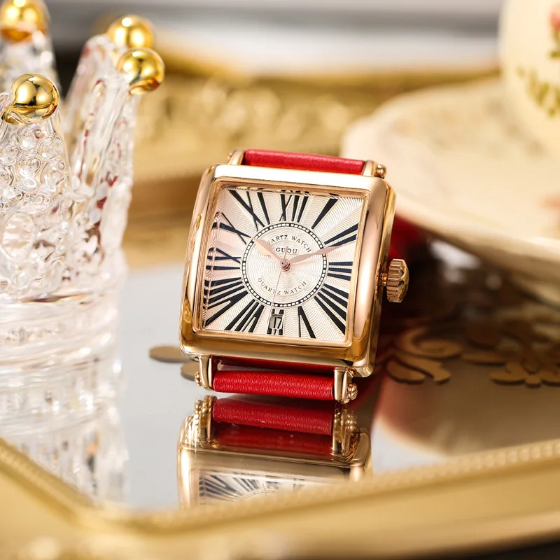 Stylish Minimalist And Retro Square Watch For MenFeaturing A GoldTone Finish And Quartz Movement Suitable For Both Men And Women