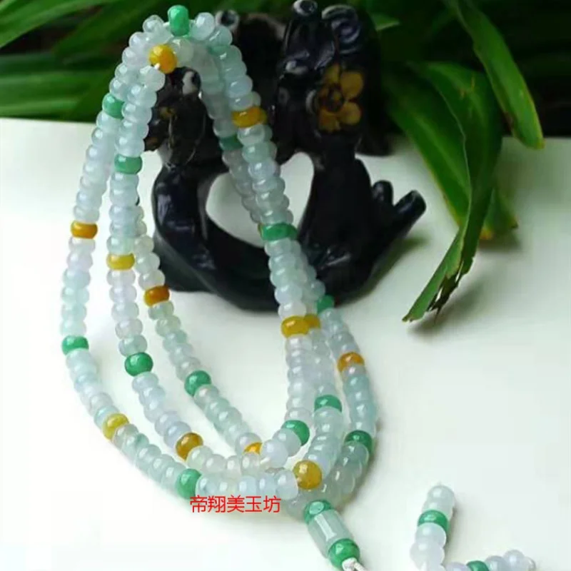 Myanmar Emerald Three-Color Abacus Beads Necklace Women's Sweater Chain