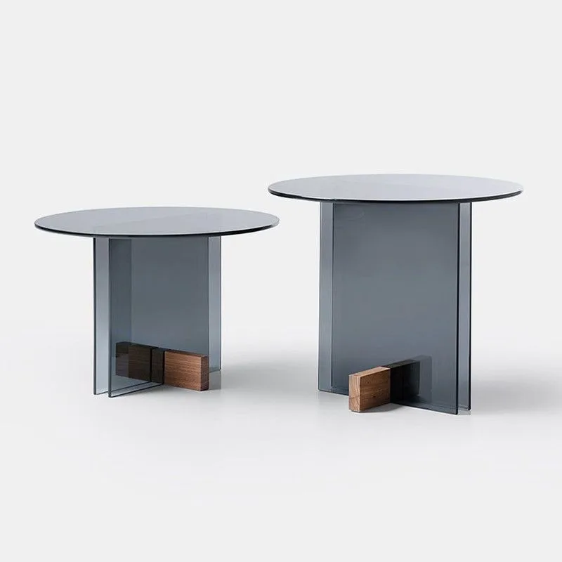 Modern Grey Transparent Coffee Tables Nordic Style Round Bedside Table Luxury Multifunctional Art Living Room Home Furniture