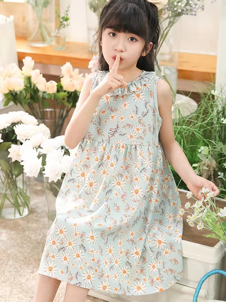 

K81801 Baby Girl's New Princess Dress Flower printed Girl's Dress Summer clothes