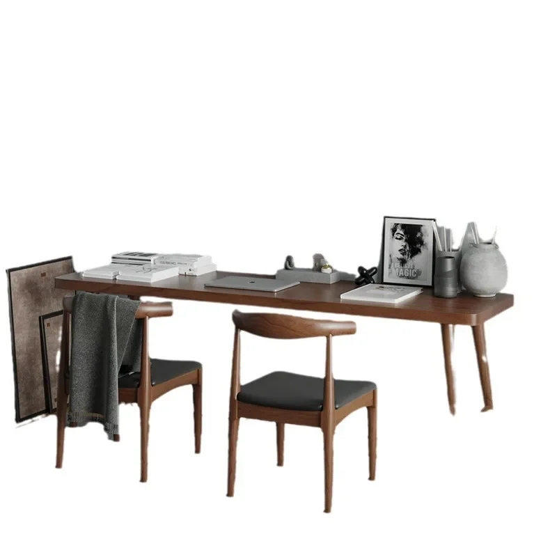 

All solid wood desk table by window by wall narrow table writing desk studio bedroom double office