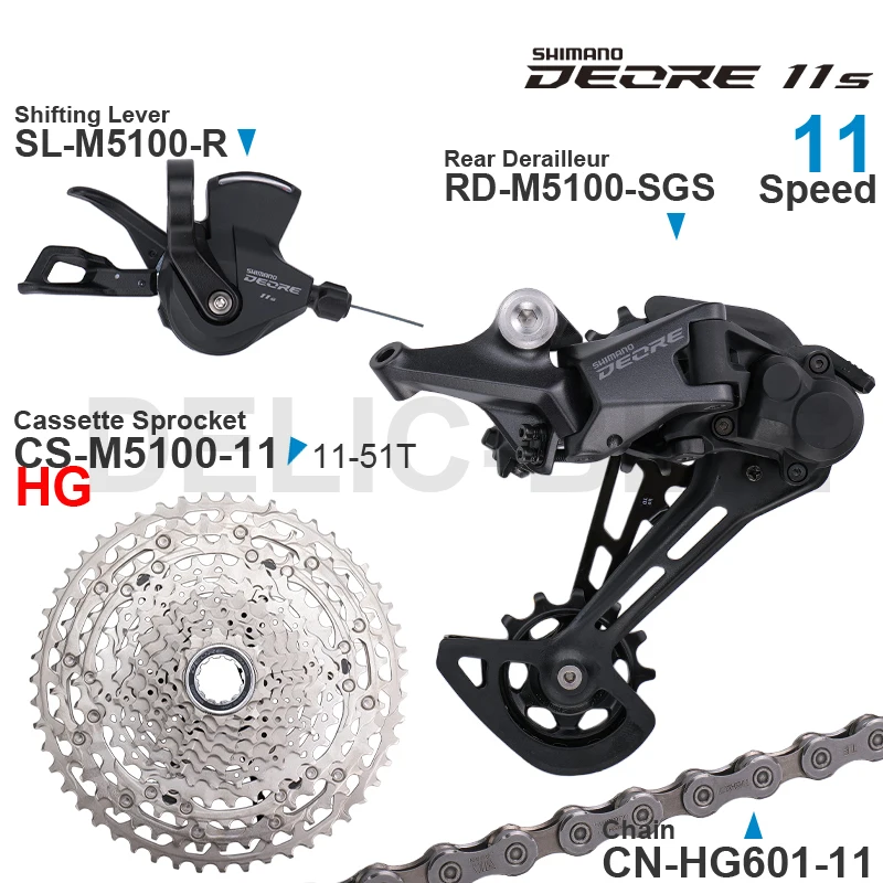 SHIMANO DEORE 11Speed Groupset SL-M5100 Shifter RD-M5100  Rear Derailleur RD-M6100 Cassette  51T Chain parts for MTB