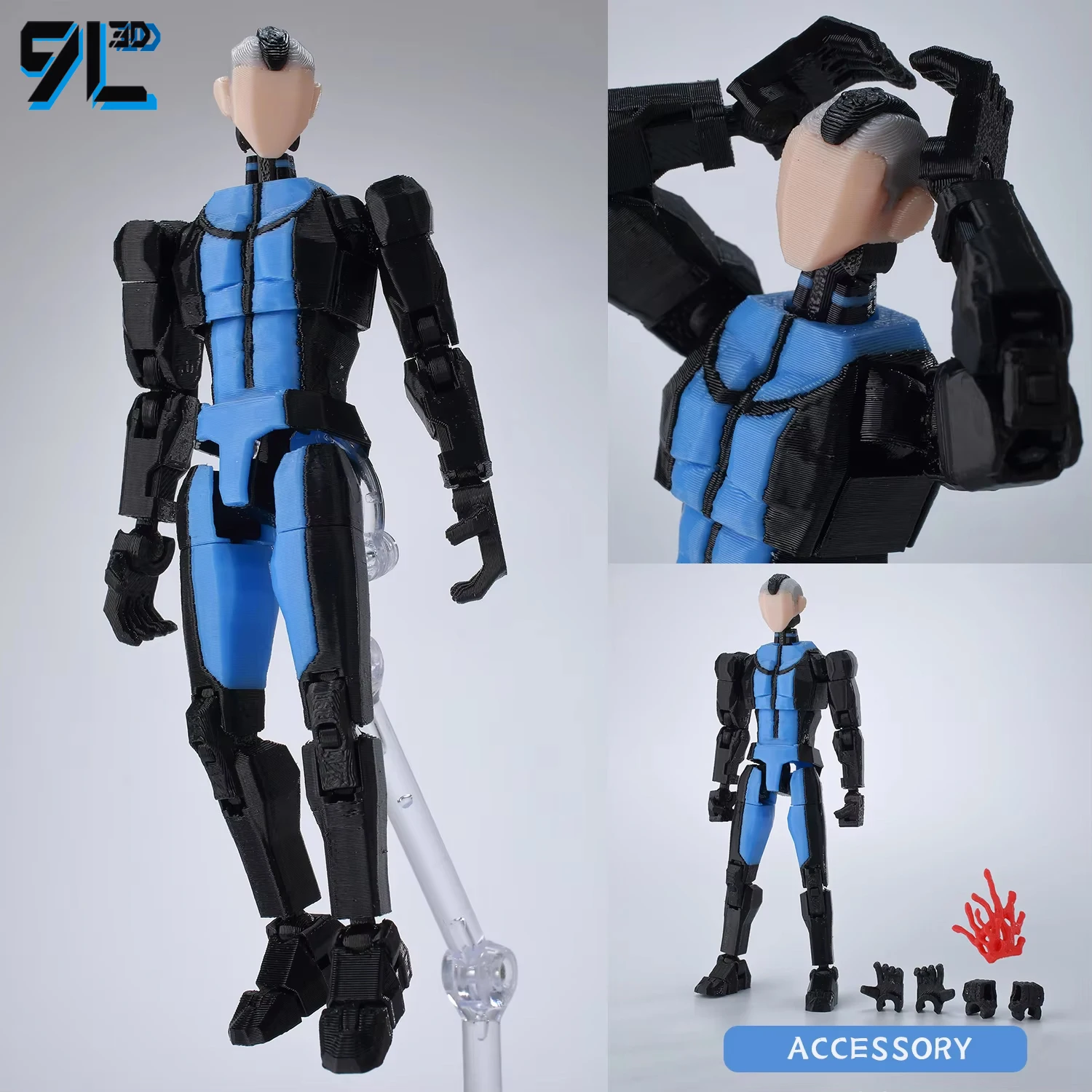 9L3D Articulated Figure Dummy13 Lucky13 T13 Invincible Hero Black