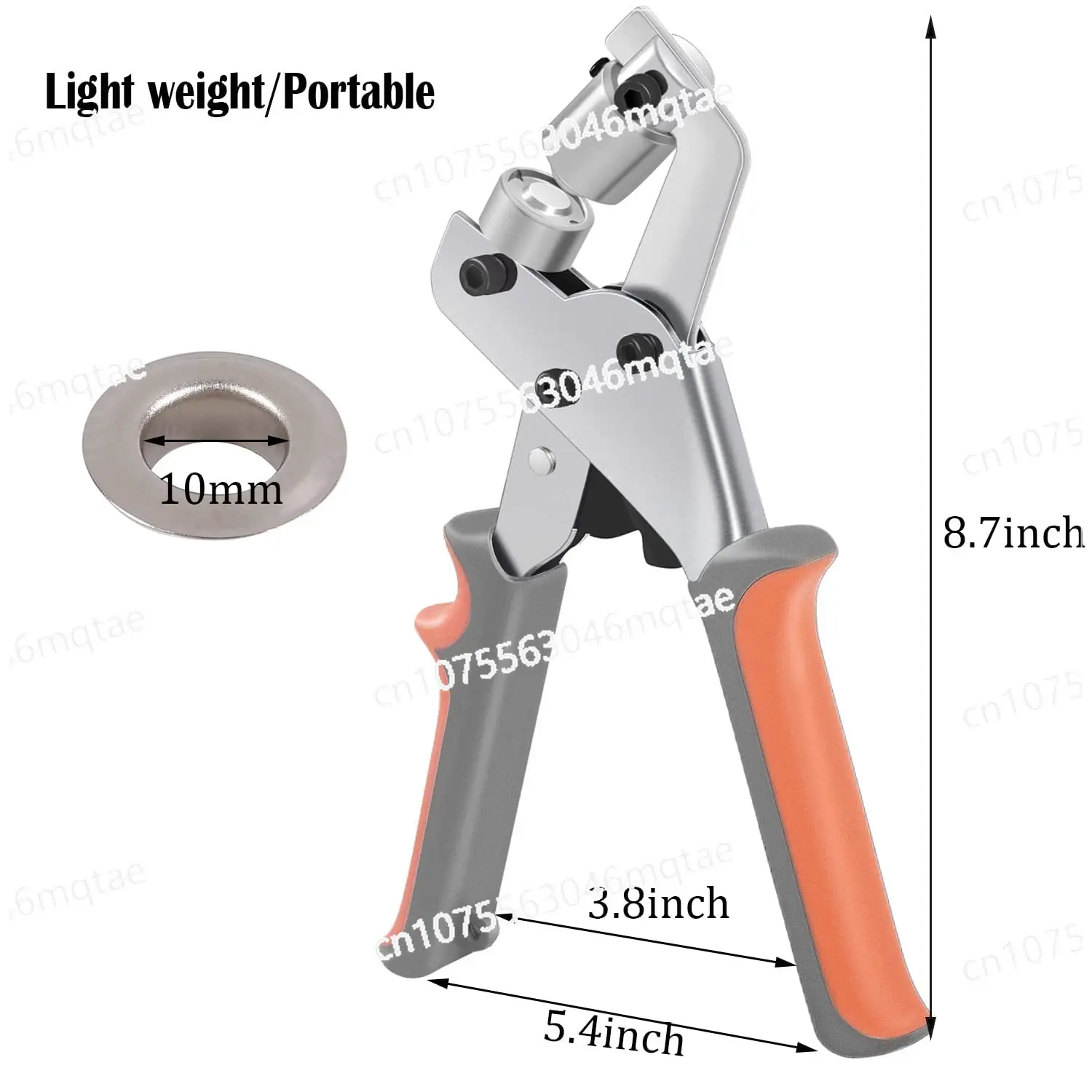 Grommet Tool Kit Handheld Hole Punch Pliers Portable Grommet Hand Press Machine Manual Puncher for Silver Grommets of 3/8 Inch