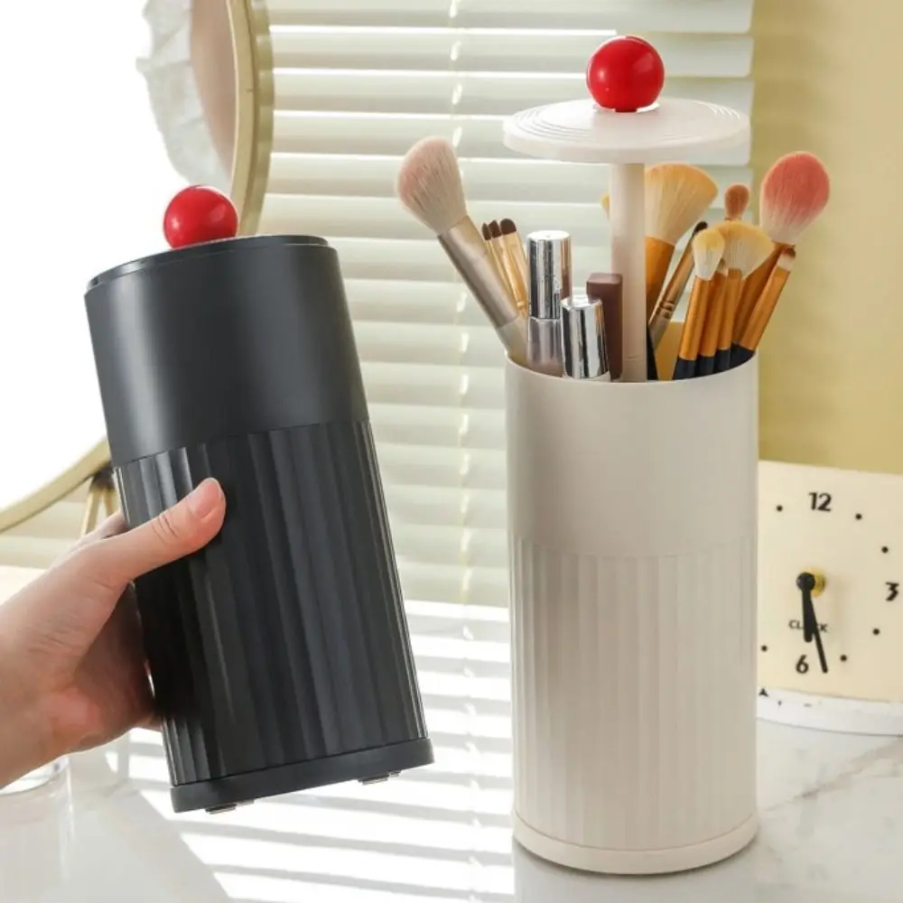 New With Cover Cosmetics Storage Box Dustproof Plastic Makeup Brush Holder Large Capacity Easy To Take Makeup Tools Organizer