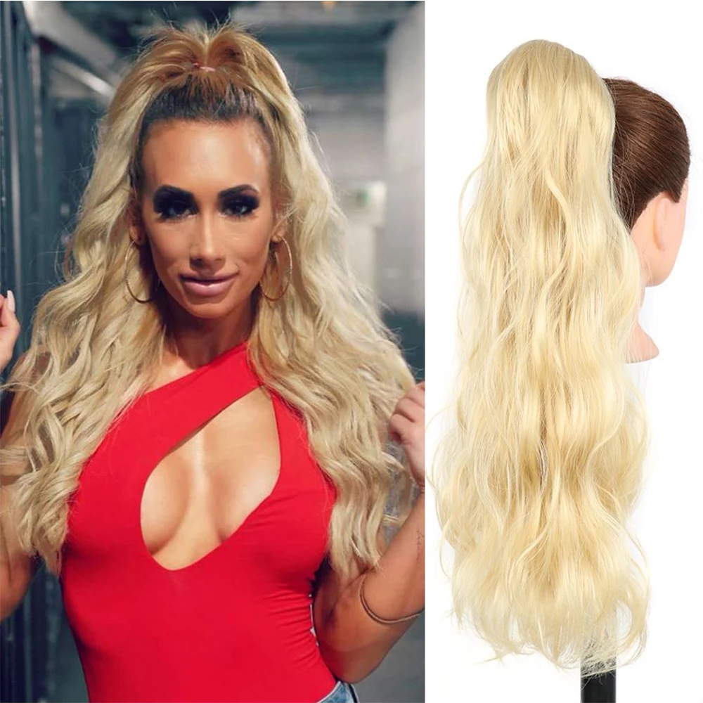 Fale wodne Wrap Around Ponytail Syntetyczne peruki do przedłużania włosów 24-calowe długie fale typu body hair piece kucyk ogon dla kobiet ogon włosów