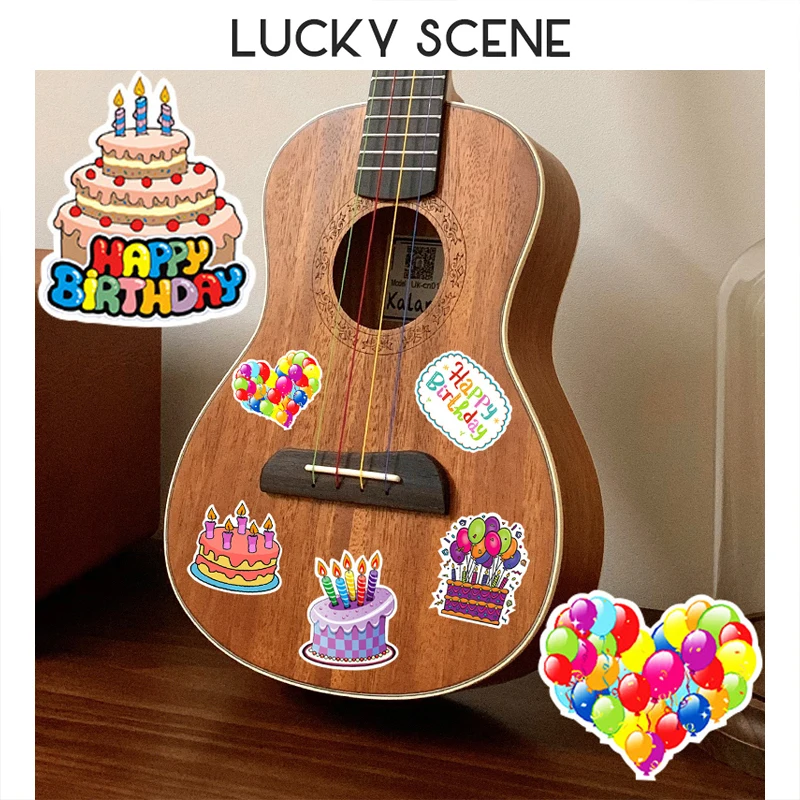 27Pcs Birthday Theme  Notebook Planner Decoration Stickers Cake Party Guitar Luggage Water Glass S01566