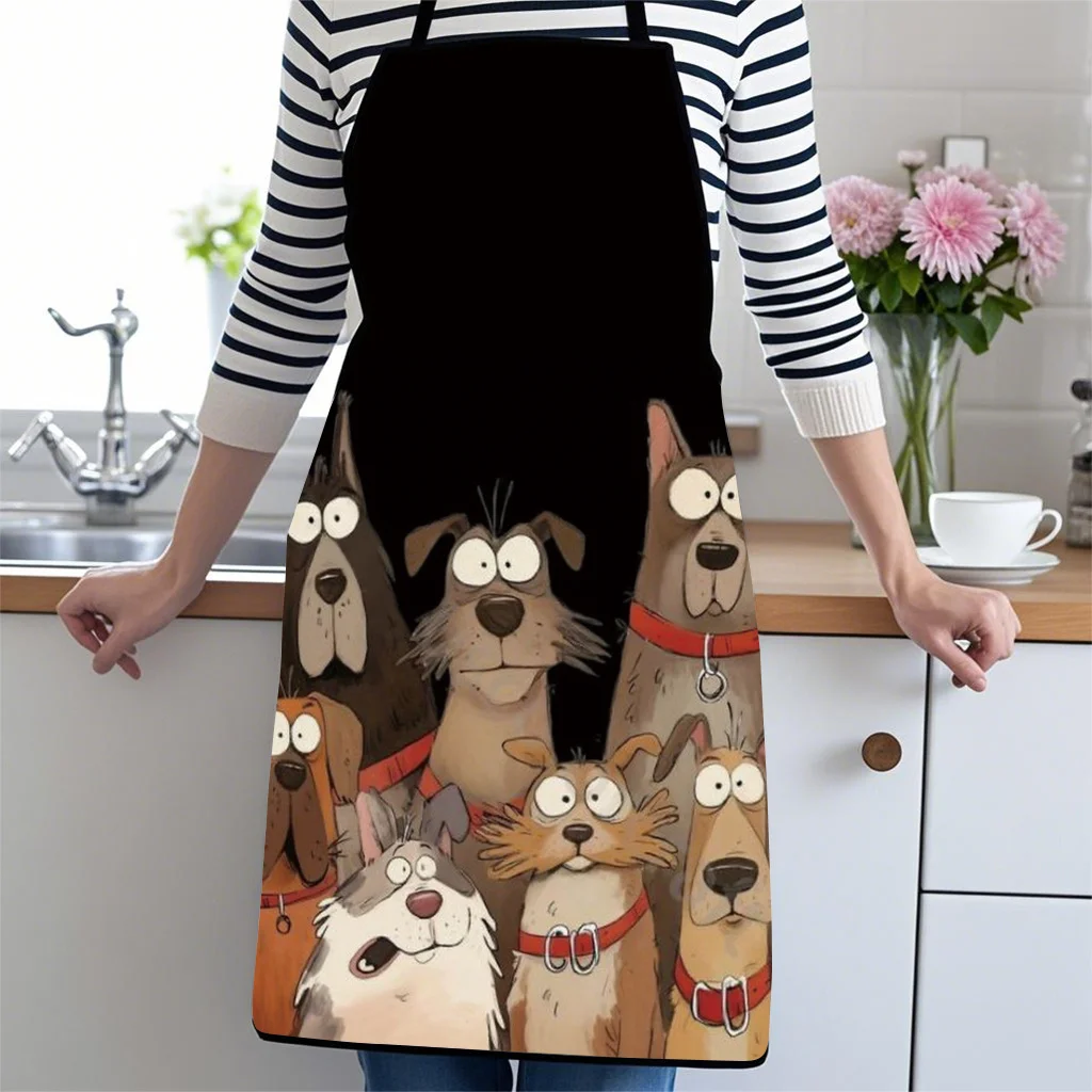 1-teilige Schürze mit süßem Hundemuster, Unisex, Küchenschürze für Zuhause