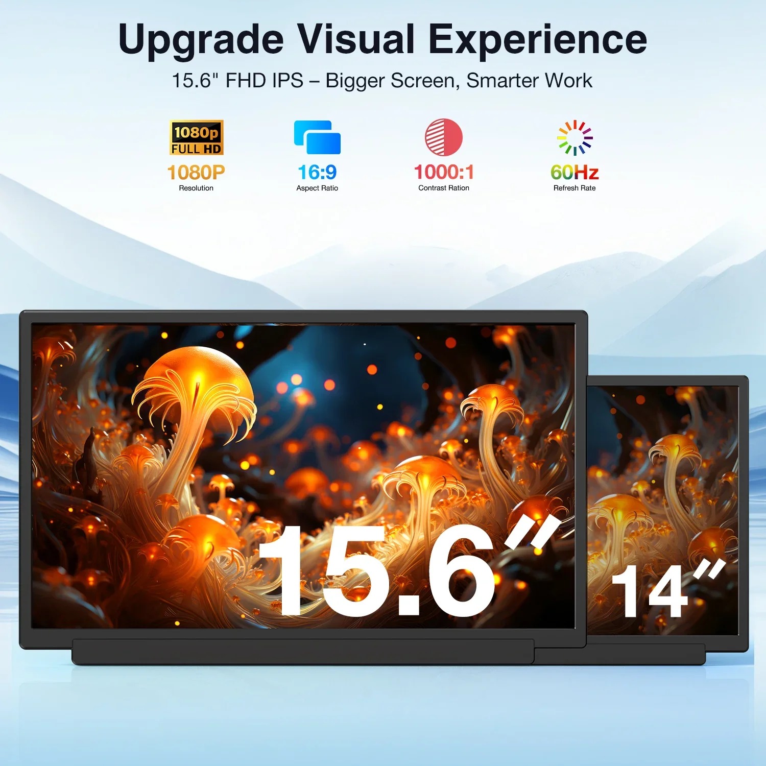 TCDSTAR nEWPortable Monitor for Dual Display Setup 15.6
