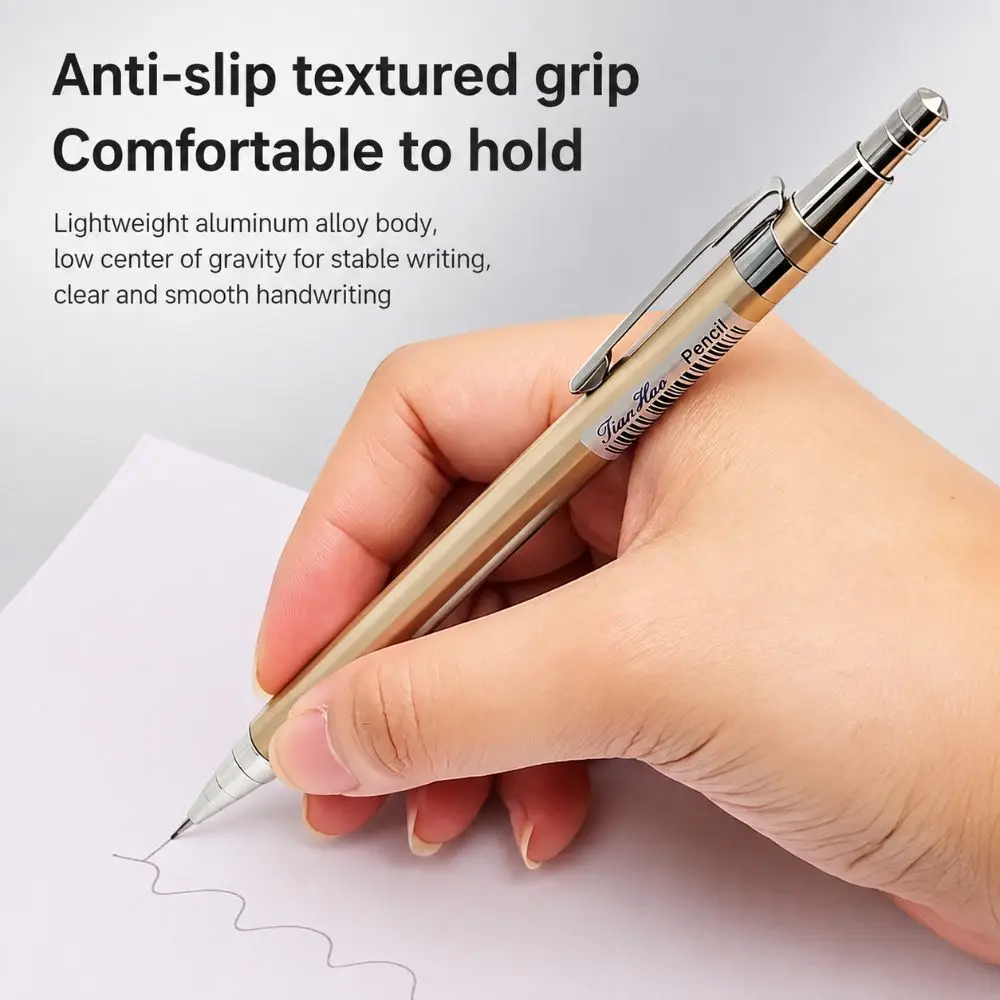 13pcs/set Metal Mechanical Pencil Set 0.5/0.7mm Break Resistant Automatic Pencil Low Center of Gravity Sketch Pencil Kit
