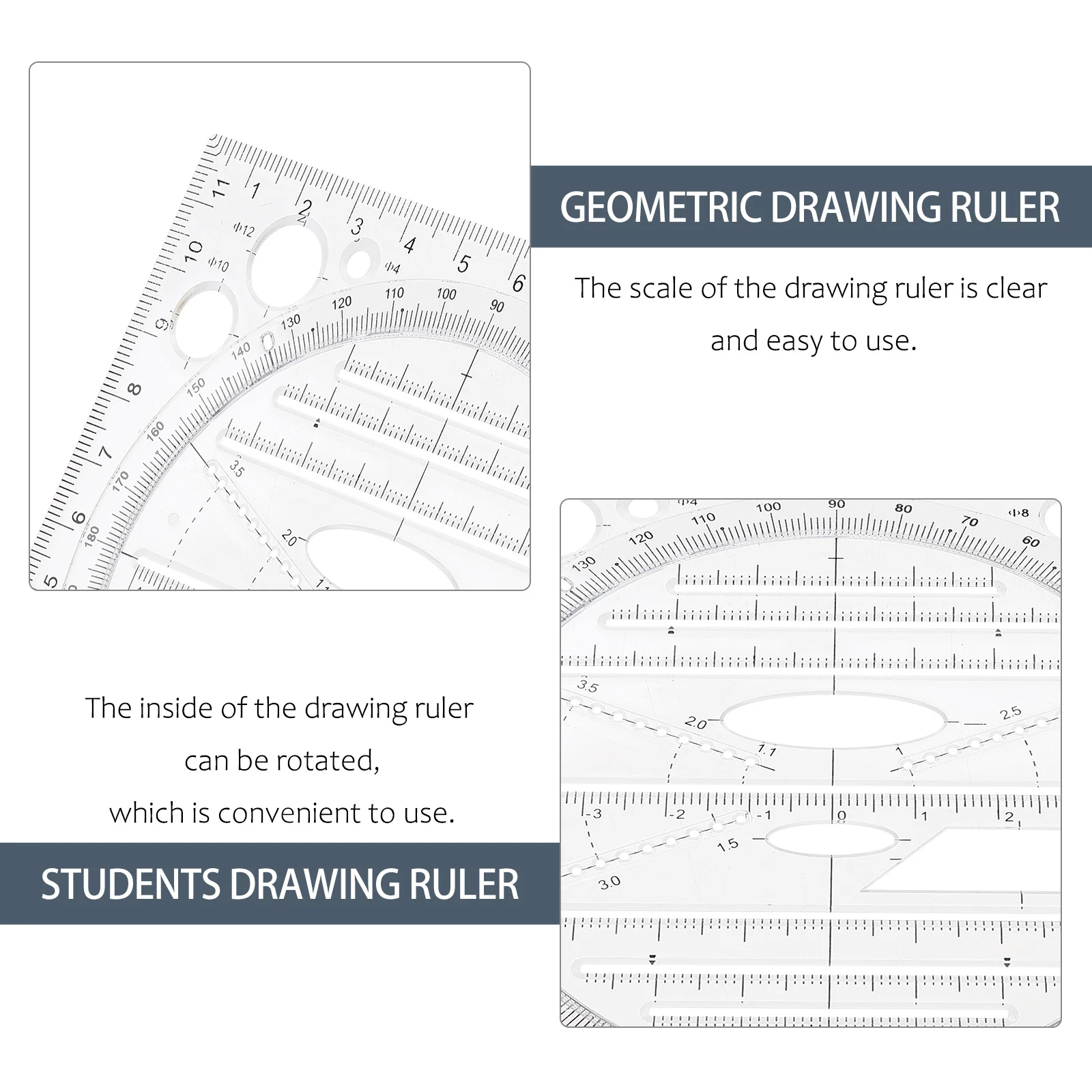 مجموعة مسطرة الرسم منقلة أداة قياس هندسية للطلاب أدوات مكتبية مدرسية قالب مسطرة بلاستيكية أداة رسم #1