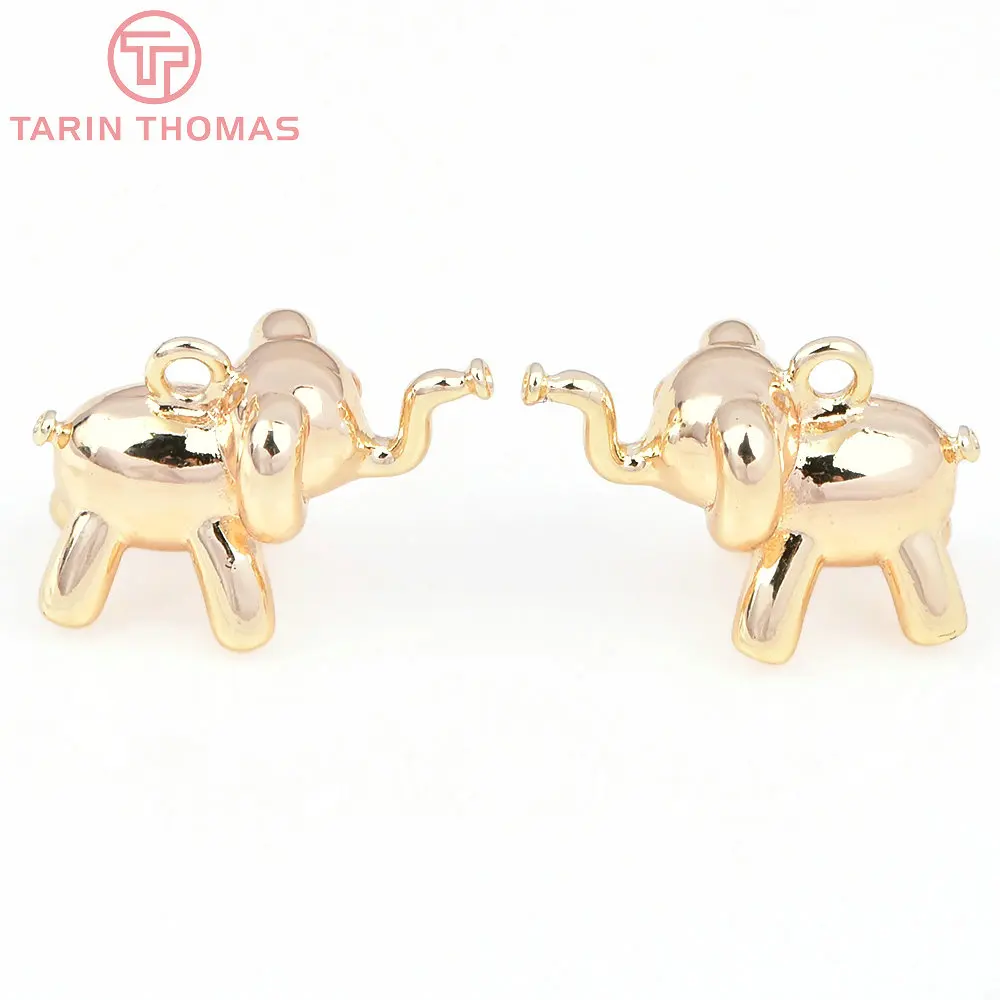 (2164) 6PCS 16x11MM 24K Gold Color Brass Small Elephant Shape Pendants High Quality DIY Jewelry Findings Accessories Wholesales