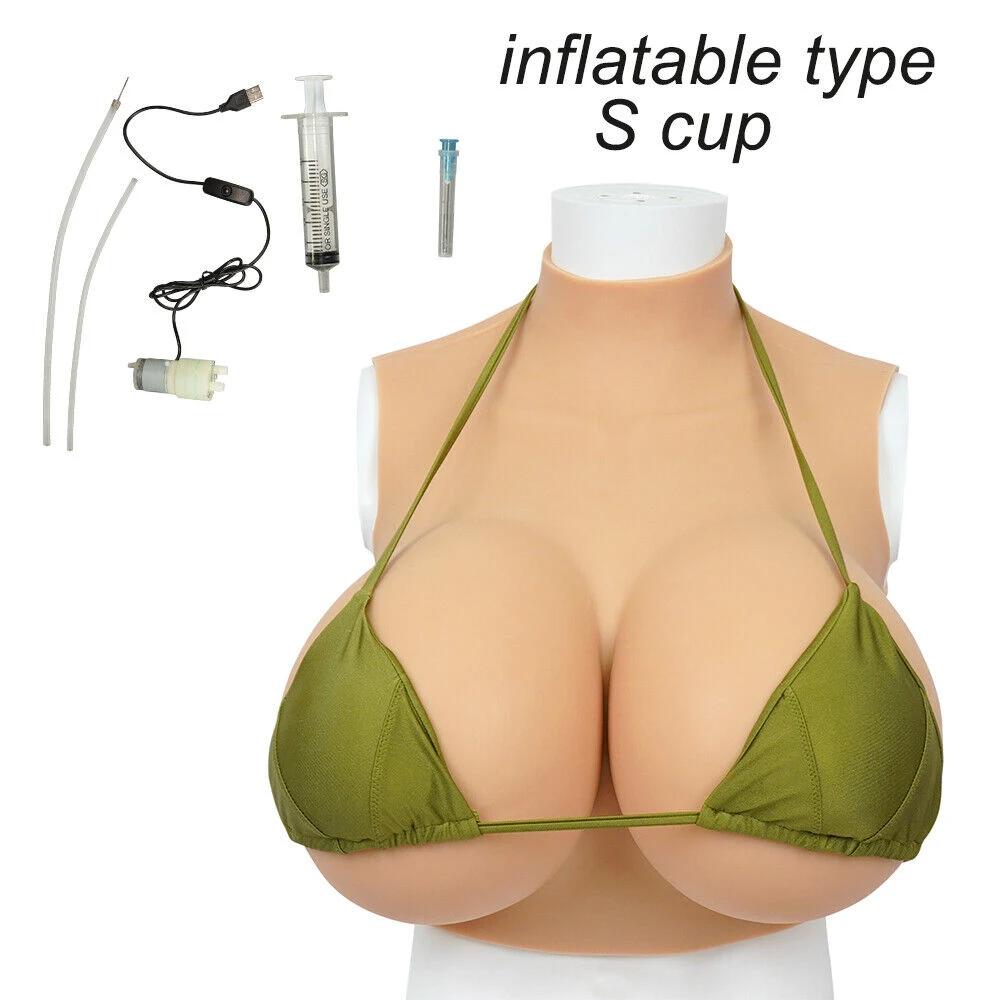 

Inflatable Boobs S Cup Realistic Breast Forms for Crossdresser Transgender Crossdressing Drag Queen Costume Large Fake Tits