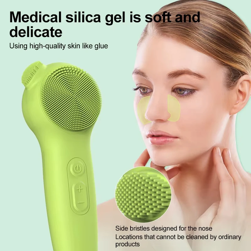 Cepillo de lavado de cara de silicona suave resistente al agua, masajeador eléctrico para depurador Facial, cepillo de limpieza Facial vibratorio sónico