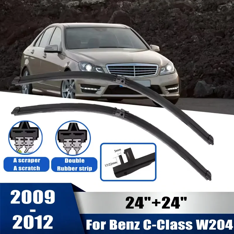 

2pcs Wiper Front Wiper Blades Set For Mercedes-Benz C-Class W204 2009-2012 Windshield Windscreen Window 24"+24" Car Accessories