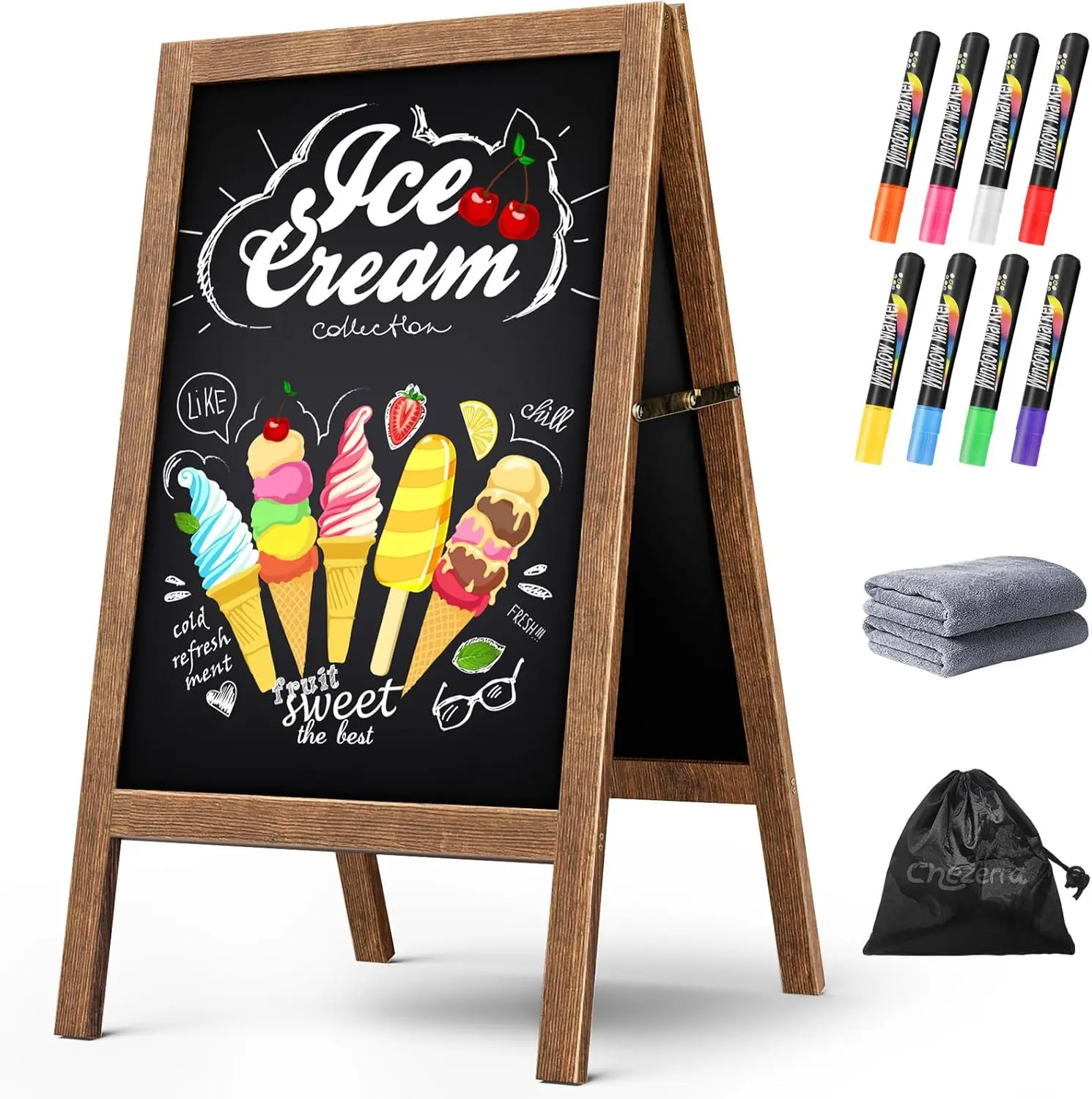

Large A-Frame Chalkboard Sign 40x20 Inch, Double-Sided Magnetic Blackboard with Markers for Cafe Wedding Party