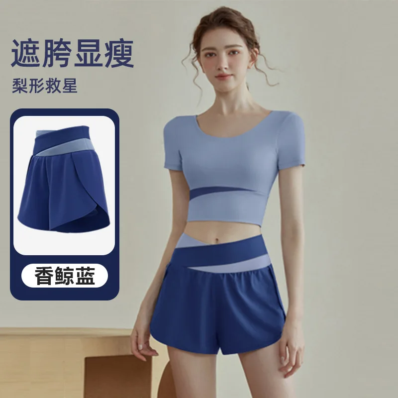

Color Block 2-in-1 Yoga Shorts Women Spring Quick Dry Breathable Side Pockets Anti-Exposure Gym Running Workout Shorts