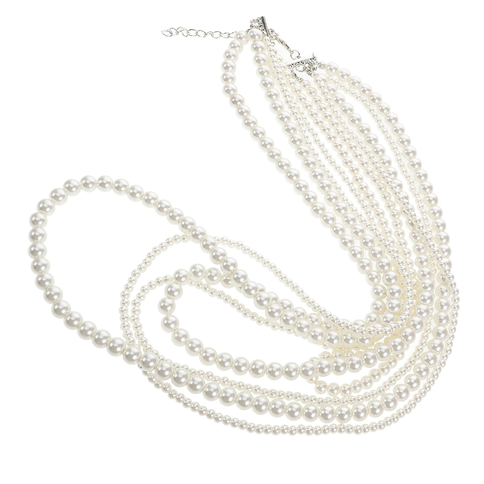 

Multilayer Glass Pearl Necklace Women Long Chunky Boho Layered Pendant Sweater Chain Fashion Artificial Necklace