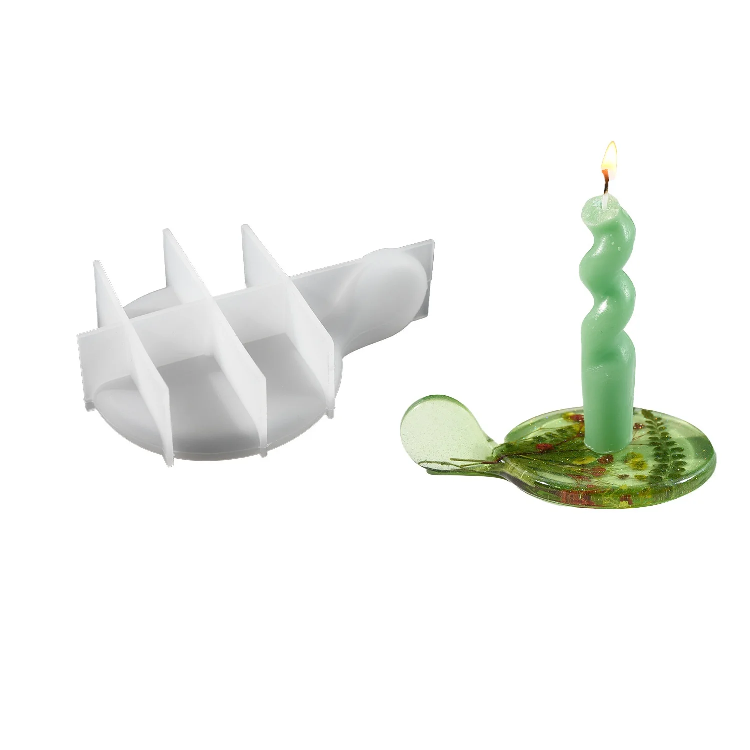 

DIY Vintage Candle Holder Tray Silicone Mold European Style Epoxy Resin Plaster Candle Holder Craft Mold
