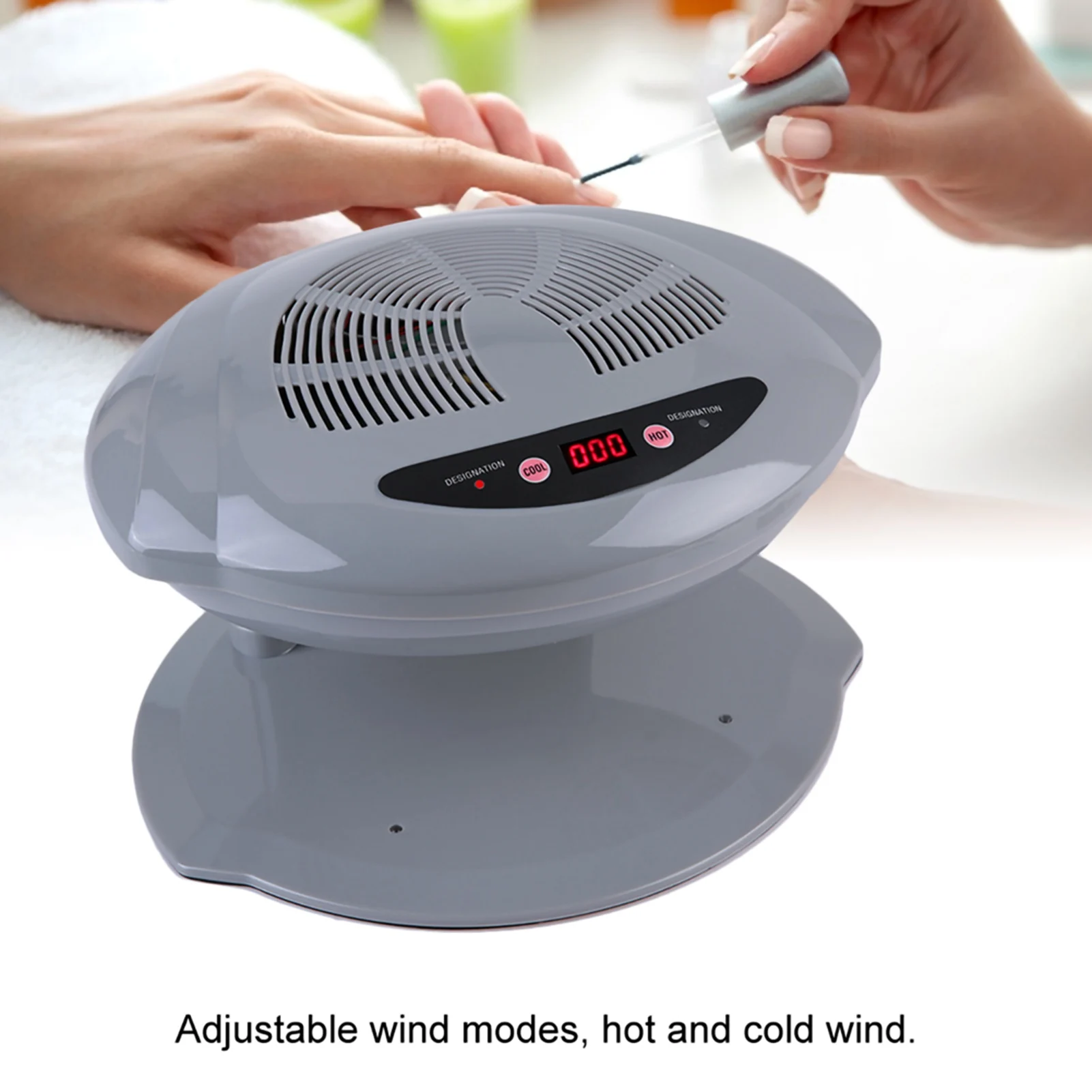 Nail Dryer Temperature Sensor Nail Polish Dryer 2 in 1 Grey Cool/Warm Air Blow Temperature Sensor Nail Polish Dryer Machine