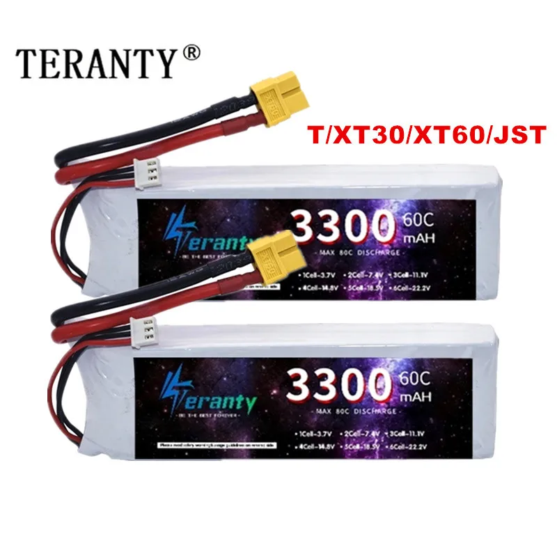 Mise à niveau de la batterie Ve Fuchsia, 3300mAh, 7.4V, 2S, pour voiture RC, quadricoptère, bateau, drones, pièces de rechange, 60C, avec prise JST,