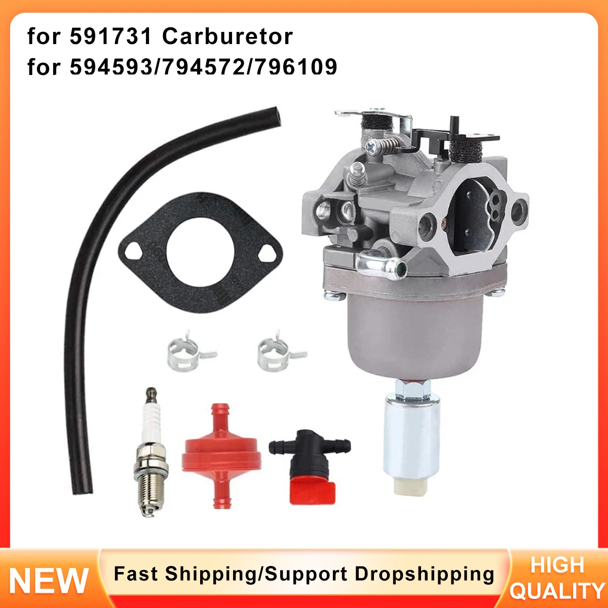 

Carburetor Kit for Briggs & Stratton 591731 - Replaces 594593, 794572, 796109, 494572 - Fits 14.5HP to 21HP Engines