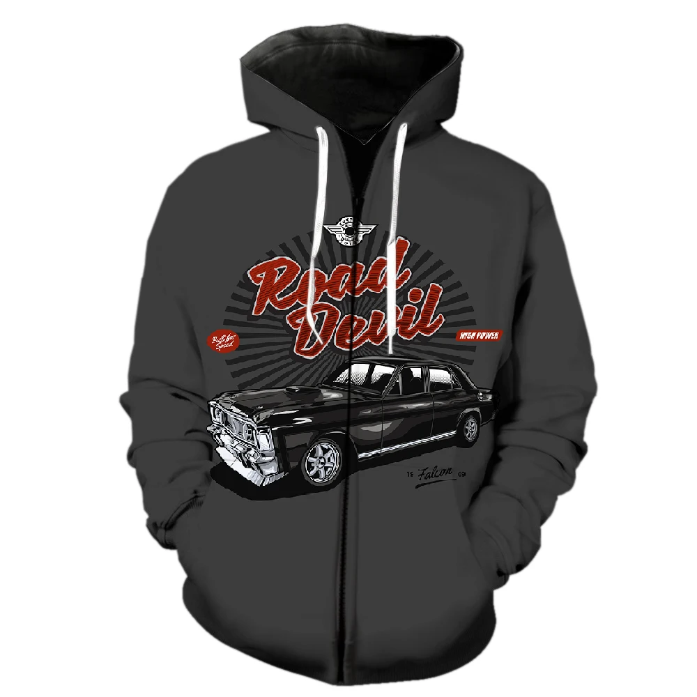 

Cartoon Vintage Car Men's Zipper Hoodie Casual Streetwear Teens Unisex Sweatshirts With Hood Jackets Spring Cool Hip Hop Tops