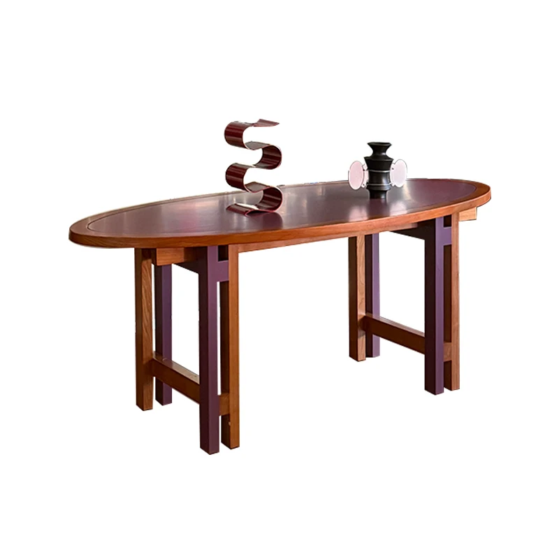 

Medieval style contrasting color dining table desk color solid wood desk