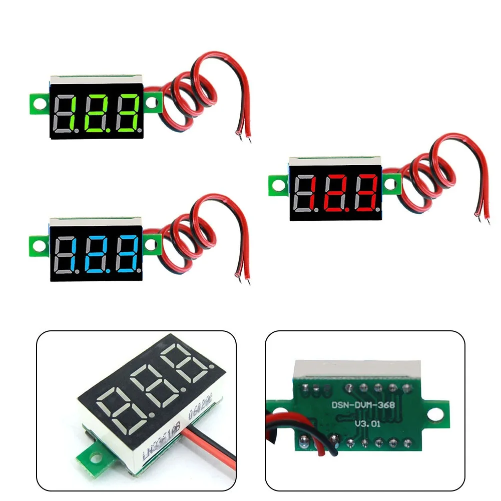 DSN-DVML-368-2 LED Digitale 2-lijns DC-spanningstafel Rood Blauw Groen DC4.5-30V Voltmeter LED Digitale spanningstafel