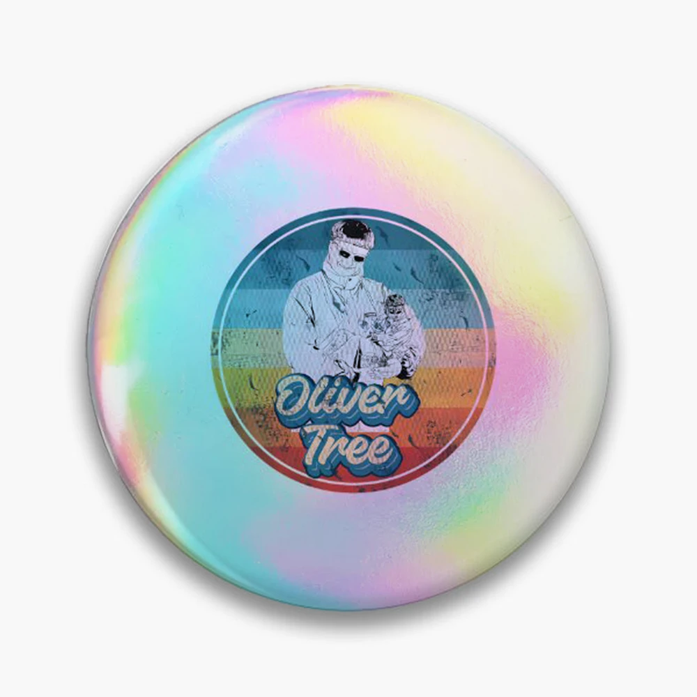 Oliver Tree Pin Holographic Star Heart Pin Brooches Laminated Button Fashion Accessory