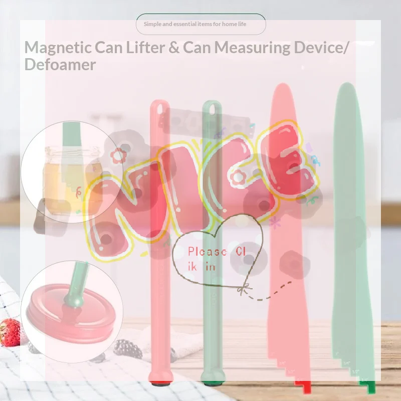 【BA】Magnetic Jar Lid Lifter With Bubble Popper And Measuring Marks For Home Canning Jam Making Kitchen Use