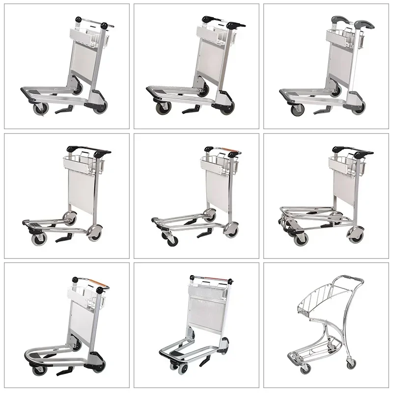 Aluminum Airport Train Station Hotel Luggage Baggage Cart Trolley With Brake