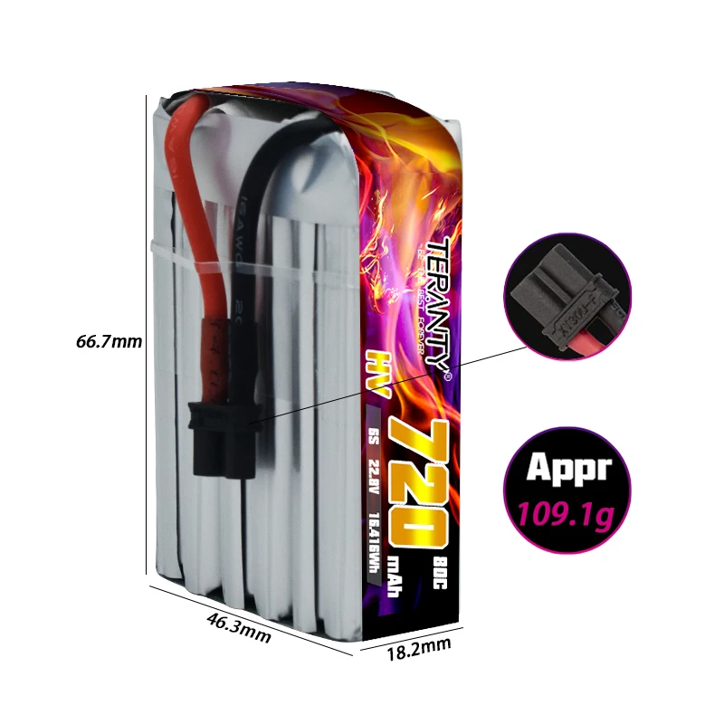 3Pcs/Set TERANTY 1S/2S/3S/4S/6S HV Lipo Battery 720mAh 180C With XT30 For Emax Tinyhawk King Kong Ldarc TINY7 FPV Drone