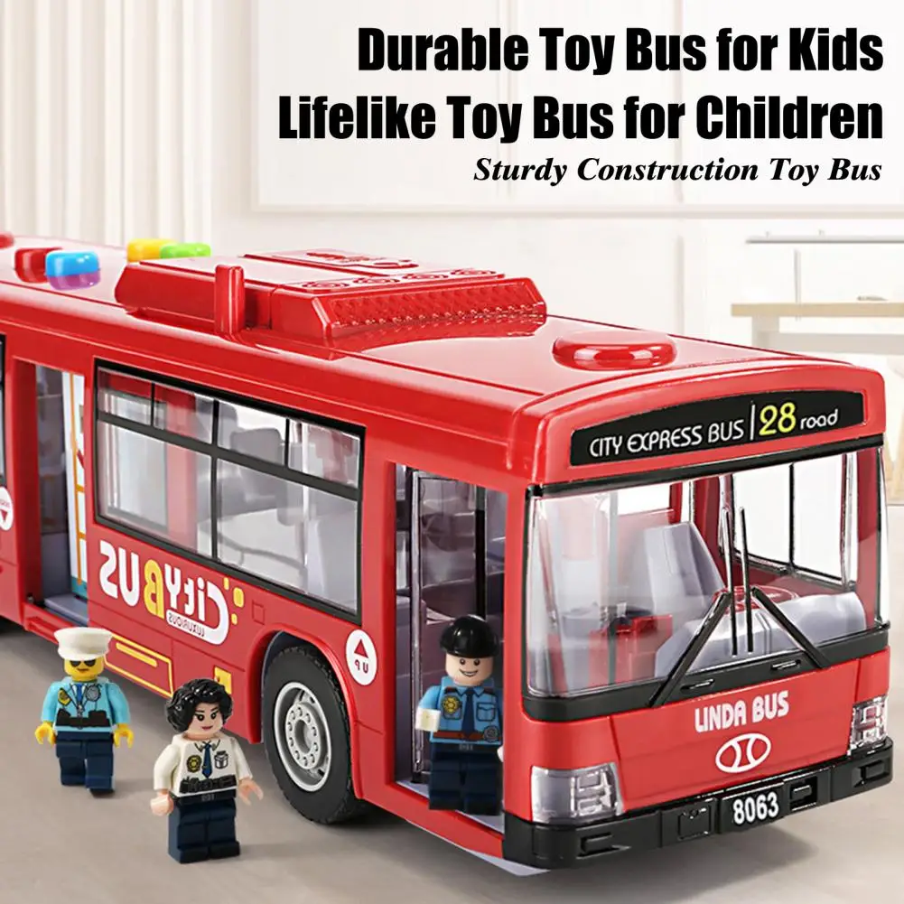 Durable Toy Bus for Kids Model Car Toy Bus Friction-powered Toy Bus with Lights Sounds Realistic Model Car for Kids for Boys