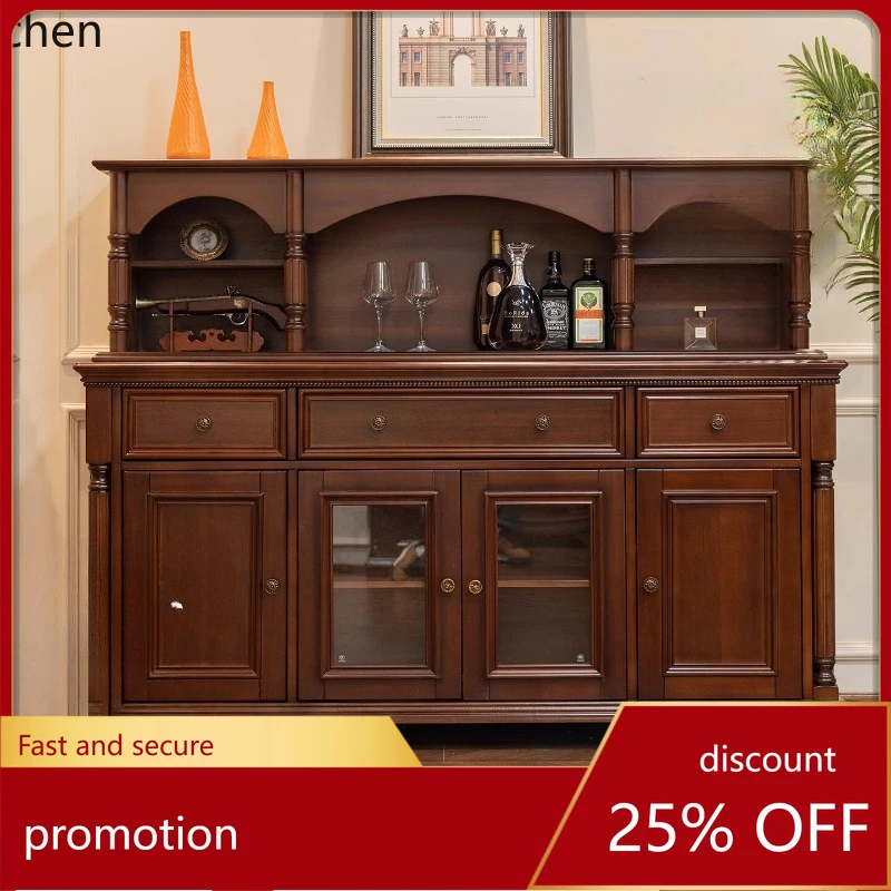 

HXL Restaurant Golden Silk Yellow Sandalwood Low Cabinet Solid Wood Wine Cabinet Sideboard