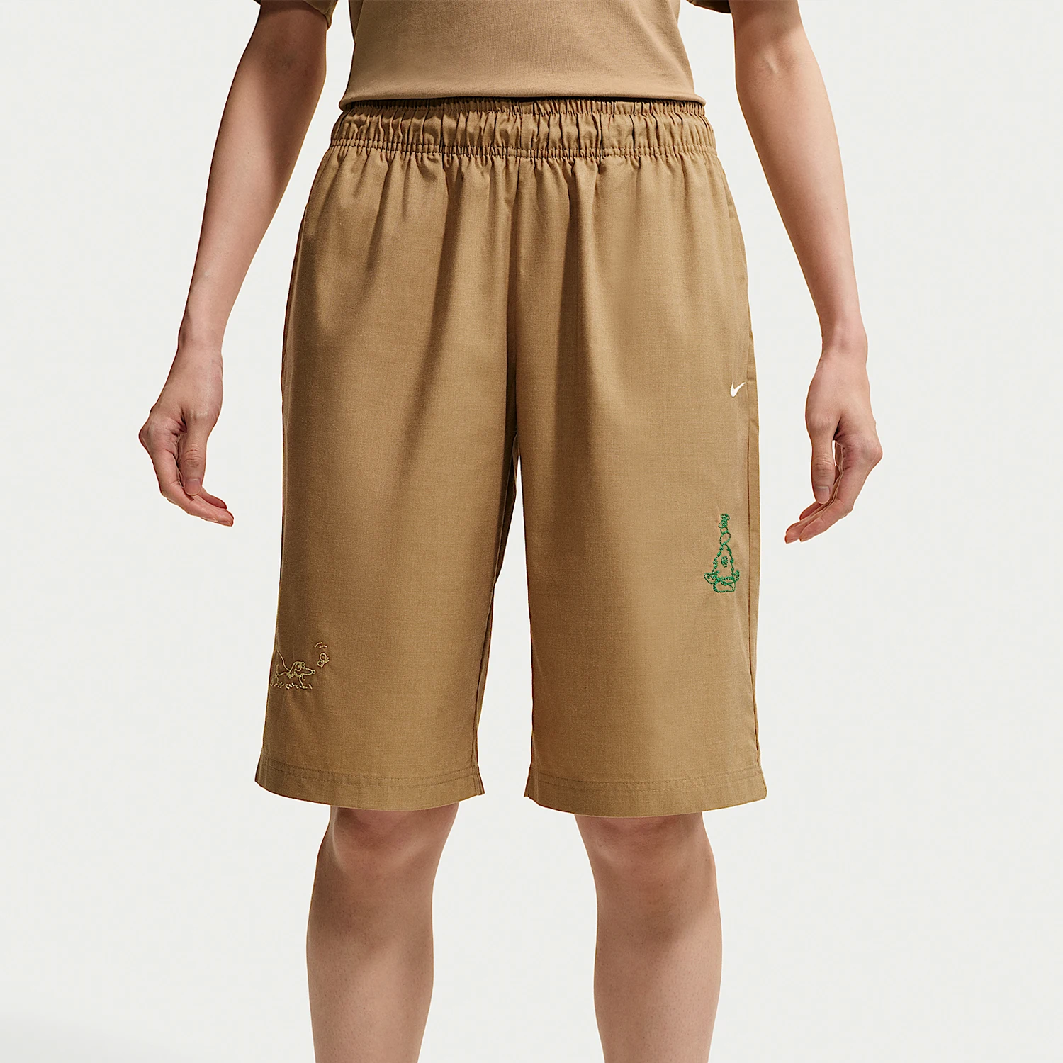 Nike genuine women's simple and skin friendly mid waist elastic loose sports shorts IW1216-242