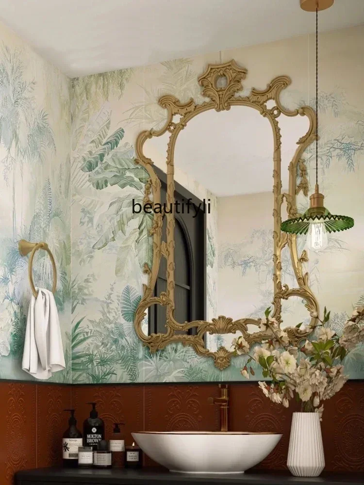 

smt03 ss new styelNeoclassical bathroom French retro fireplace mirror decoration European bathroom mirror wash