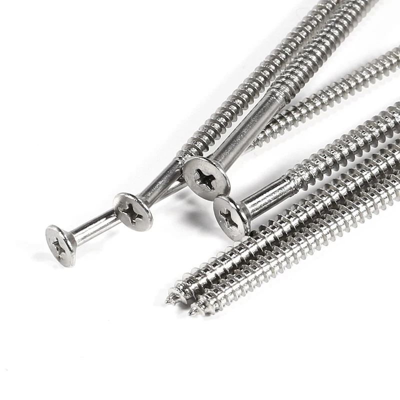 M4 Extra Long Countersunk Flat Head Self Tapping Wood Screw 304 Stainless Steel Heavy Duty Hardware Fasteners 160-200mm