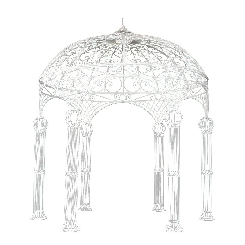 European-style round pavilion leisure wrought iron yurt villa movable pavilion wooden house  outdoor courtyard