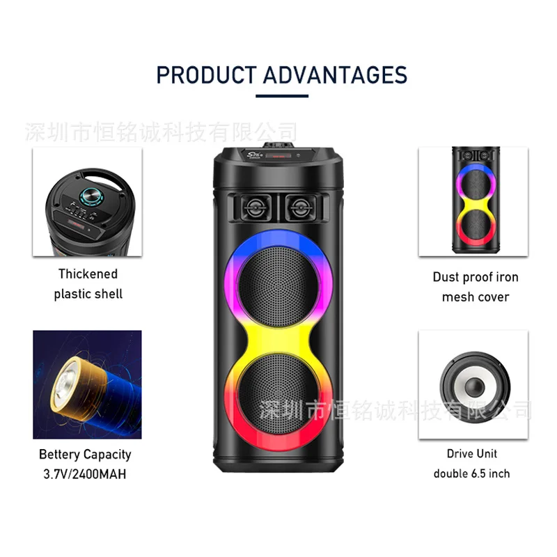 Przenośny impreza plenerowa głośnik Bluetooth bezprzewodowy Subwoofer kolumnowy rodziny Karaoke Audio z mikrofonem FM Radio USB