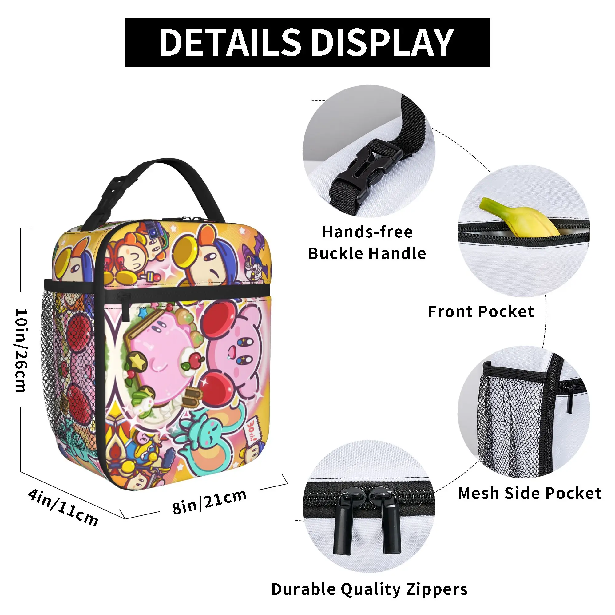 Custom K-Kirbys Insulated Lunch Tote Bag for Women Men Cartoon Portable Cooler Thermal Bento Box School view 4