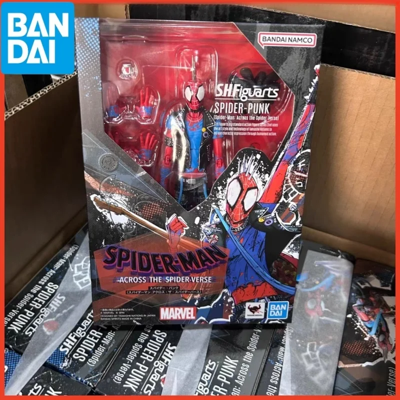 In Stock Original Bandai Anime Action Figure Spider Man Punk ACROSS THE SPIDER-VERSE SHFiguarts Finished Model Kit Toy Gift