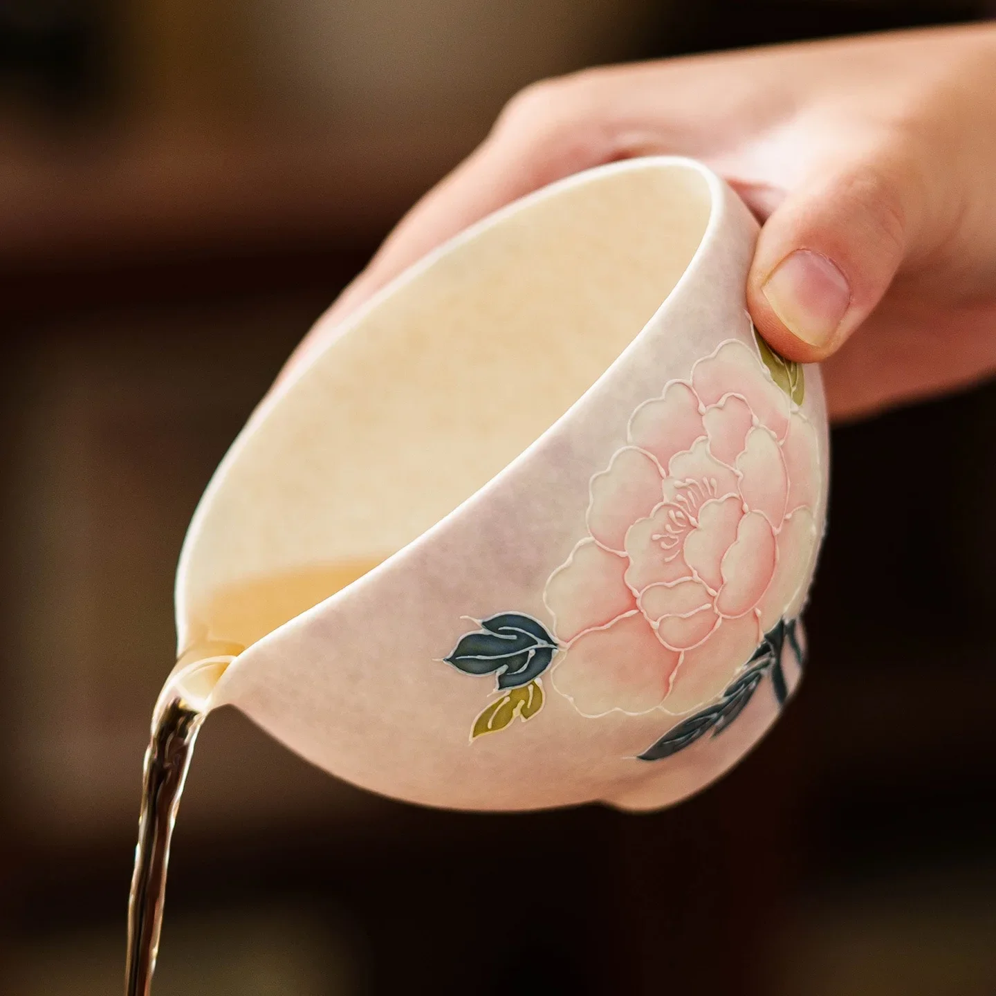 Stacked Peony Butterfly Love Flower Fair Cup Ceramic Tea Divider Kung Fu TeaSet Accessories Tea Sea Tea Pouring Set Uniform Cup