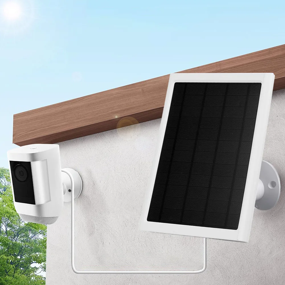 Panel solar de 6W y 6V para foco de anillo/cámara adhesiva, cargador solar impermeable con puerto DC3.5 * 1,35 y cable de 3M/9,8 pies